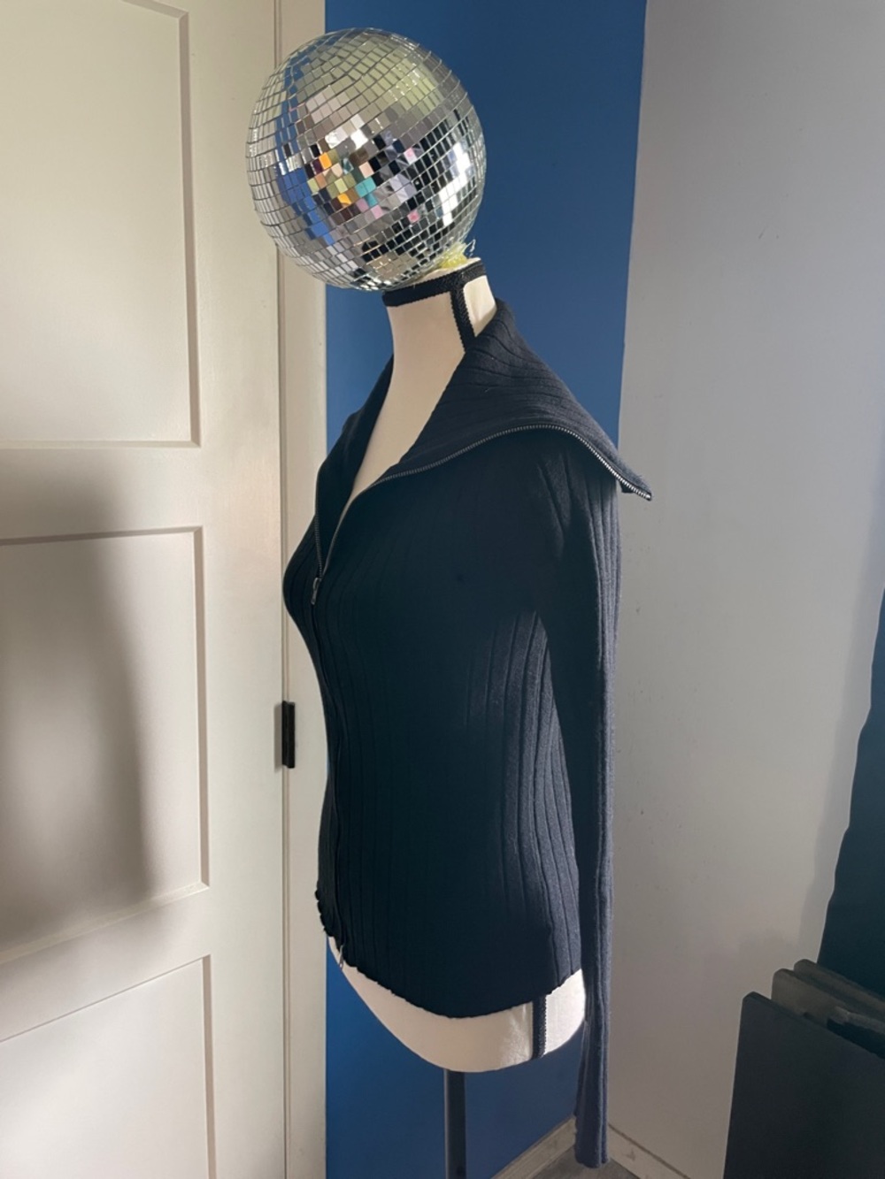 Universal Thread Black Ribbed Zip-Up Jacket - Picture 4 of 5